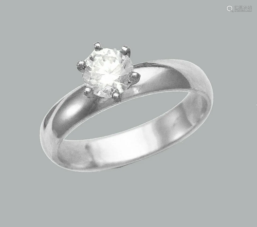 14K WHITE GOLD CZ SOLITAIRE BAND RING ENGAGEME…