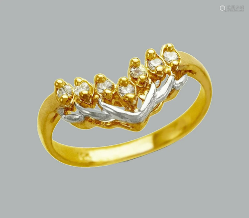 NEW 14K TWO TONE GOLD LADIES FANCY CZ RING