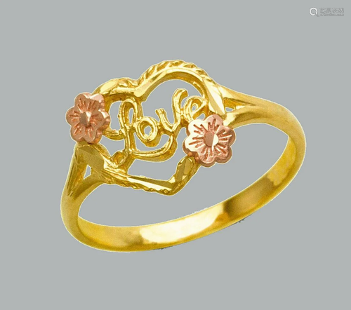 NEW 14K TWO TONE GOLD LADIES FANCY RING HEART LOVE