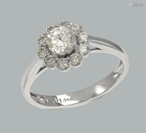 NEW 14K WHITE GOLD LADIES FANCY ENGAGEMENT RING …