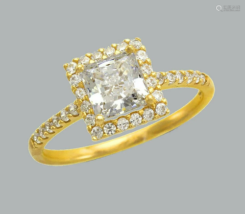 14K YELLOW GOLD ENGAGEMENT RING PRINCESS CUT …