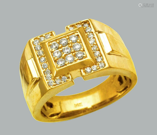 NEW 14K SOLID YELLOW GOLD MENS CZ CLUSTER RING