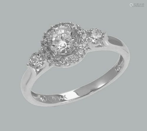 NEW 14K WHITE GOLD LADIES FANCY ENGAGEMENT RING …