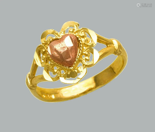 NEW 14K TWO TONE GOLD LADIES FANCY RING HEART