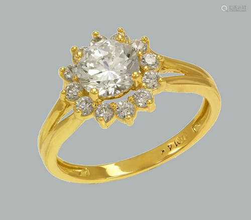 NEW 14K YELLOW GOLD LADIES ENGAGEMENT RING FLOWE…