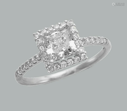 14K WHITE GOLD ENGAGEMENT RING PRINCESS CUT …