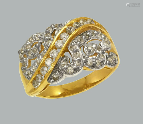 NEW 14K TWO TONE GOLD LADIES FANCY CZ RING