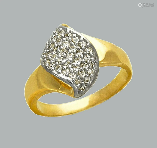 14K TWO TONE GOLD LADIES FANCY CZ RING COCKTAIL PAVE