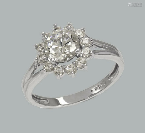 NEW 14K WHITE GOLD LADIES ENGAGEMENT RING FLOWE…