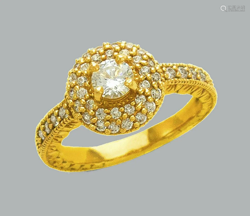 NEW 14K YELLOW GOLD LADIES FANCY CZ ENGAGEMENT RI…