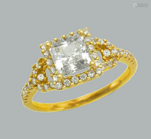 14K YELLOW GOLD ENGAGEMENT RING PRINCESS CUT …