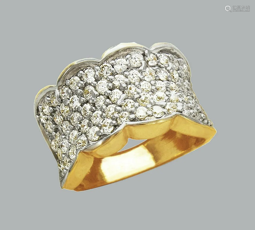 NEW 14K TWO TONE GOLD LADIES FANCY CZ RING PAVE SET