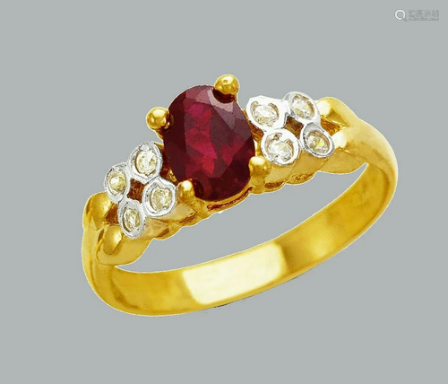 NEW 14K TWO TONE GOLD LADIES FANCY CZ RING OVAL