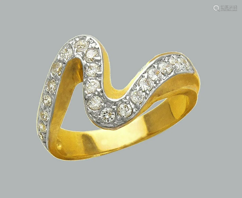 NEW 14K TWO TONE GOLD LADIES FANCY CZ RING SCRIBBLE