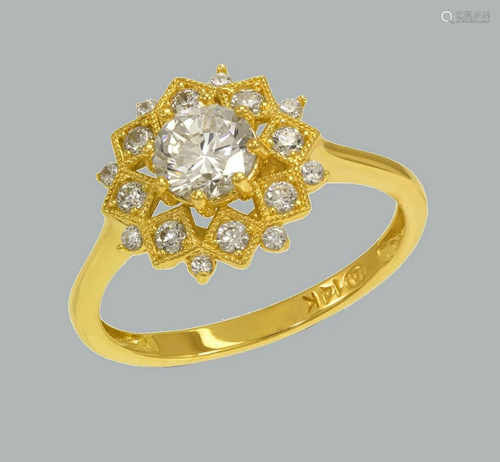 NEW 14K YELLOW GOLD LADIES ENGAGEMENT RING FLOWE…