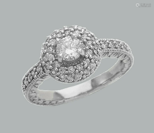 NEW 14K WHITE GOLD LADIES FANCY CZ ENGAGEMENT RI…