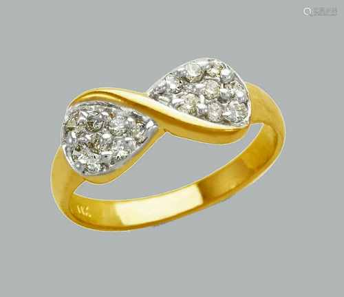 NEW 14K TWO TONE GOLD LADIES FANCY CZ RING BOW