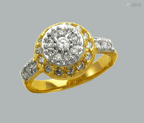 NEW 14K TWO TONE GOLD LADIES FANCY CZ RING