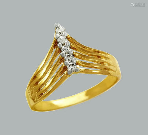 NEW 14K TWO TONE GOLD LADIES FANCY CZ RING