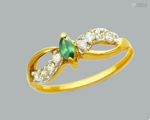 NEW 14K TWO TONE GOLD LADIES FANCY CZ RING