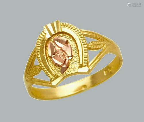 NEW 14K TWO TONE GOLD LADIES FANCY RING CLOVER