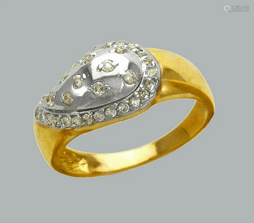 NEW 14K TWO TONE GOLD LADIES FANCY CZ RING