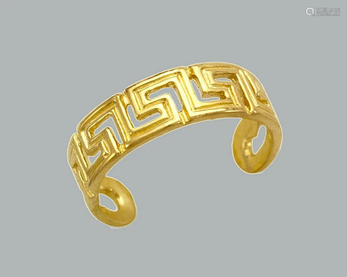 14K YELLOW GOLD LADIES KNUCKLE TOE RING GREEK KEY