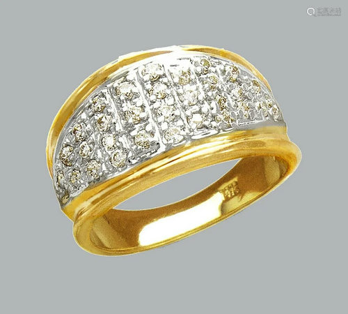 NEW 14K TWO TONE GOLD LADIES FANCY CZ RING PAVE SET