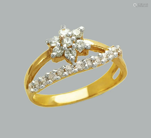 NEW 14K TWO TONE GOLD LADIES FANCY CZ RING