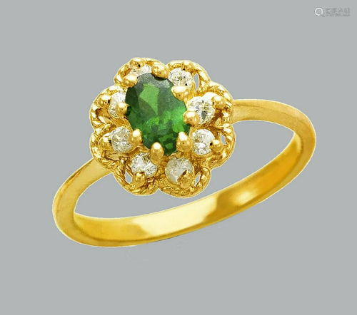 NEW 14K YELLOW GOLD LADIES FANCY CZ RING FLOWER