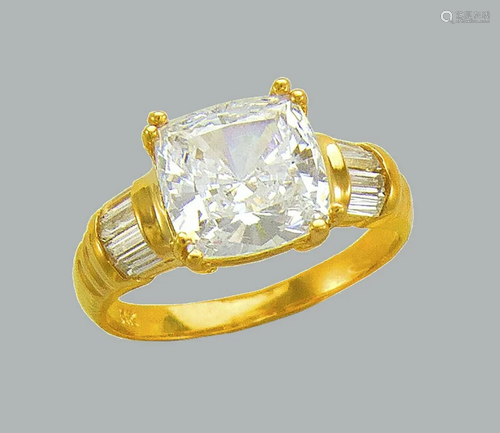 NEW 14K YELLOW GOLD LADIES FANCY CZ ENGAGEMENT RI…