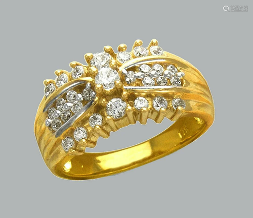 NEW 14K TWO TONE GOLD LADIES FANCY CZ RING