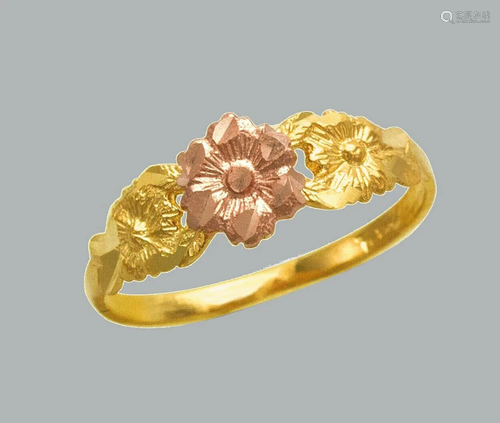 NEW 14K TWO TONE GOLD LADIES FANCY RING FLOWER