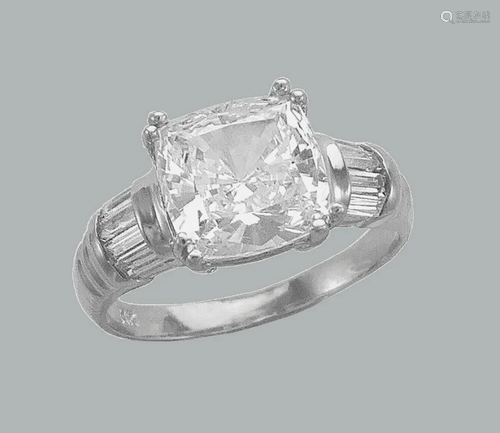 NEW 14K WHITE GOLD LADIES FANCY CZ ENGAGEMENT RI…