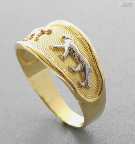 NEW 14K TRI COLOR GOLD LADIES RING PANTHER