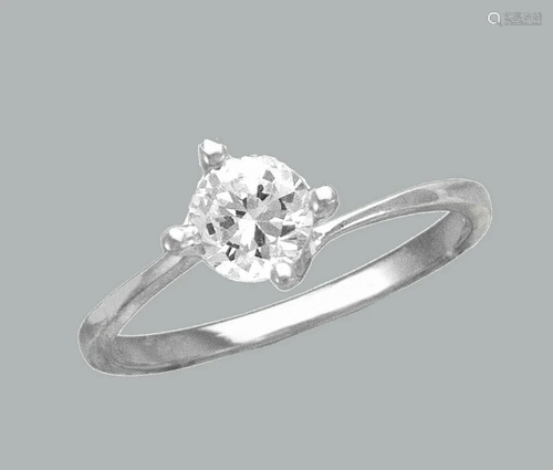 NEW 14K WHITE GOLD LADIES FANCY CZ SOLITAIRE RING