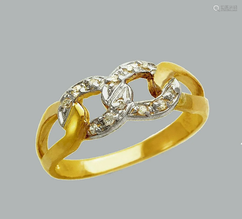 NEW 14K TWO TONE GOLD LADIES FANCY CZ RING LINK