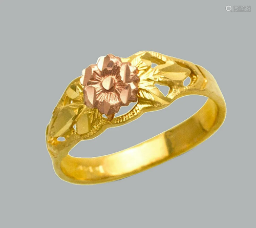 NEW 14K TWO TONE GOLD LADIES FANCY RING FLOWER