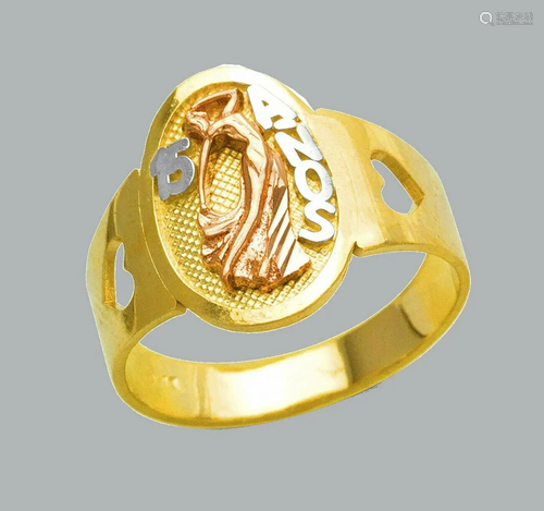 NEW 14K TRI COLOR GOLD LADIES FANCY RING 15 ANOS LADY