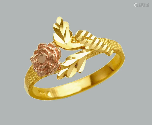 NEW 14K TWO TONE GOLD LADIES FANCY RING FLOWER