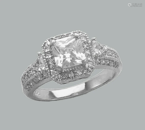 14K WHITE GOLD CZ ENGAGEMENT RING PRINCESS CUT