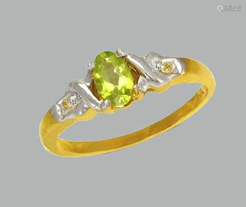 NEW 14K TWO TONE GOLD LADIES FANCY CZ RING GREEN