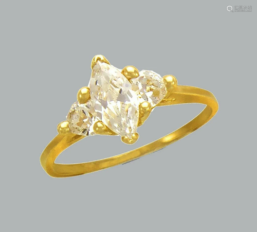 14K YELLOW GOLD CZ SOLITAIRE ENGAGEMENT RING MAR…