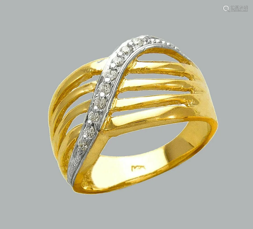 NEW 14K TWO TONE GOLD LADIES FANCY CZ RING