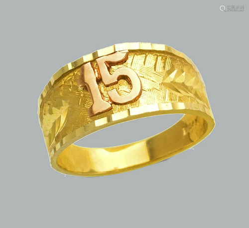 NEW 14K TWO TONE GOLD LADIES FANCY RING 15 ANOS