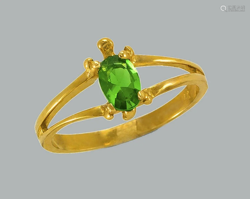 NEW 14K YELLOW GOLD LADIES FANCY CZ RING GREEN TUR…