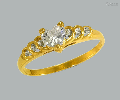 NEW 14K YELLOW GOLD LADIES FANCY CZ RING HEART