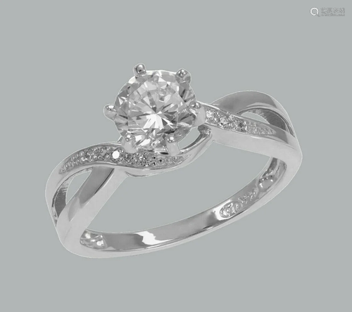 NEW 14K WHITE GOLD LADIES FANCY ENGAGEMENT RING