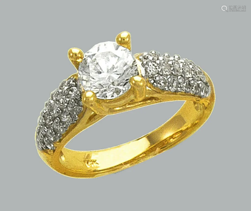 NEW 14K TWO TONE GOLD LADIES CZ RING SOLITAIRE COCKTAIL