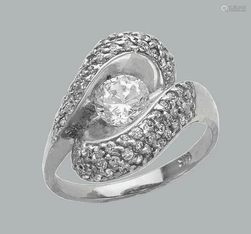 NEW 14K WHITE GOLD LADIES FANCY CZ ENGAGEMENT RI…